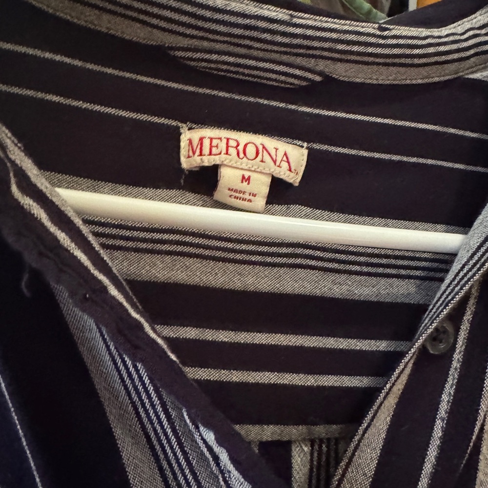 Merona Black and White Striped Button Down Shirt